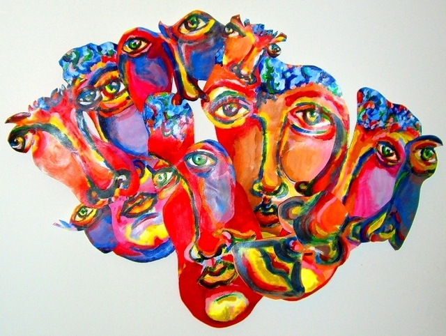 Artist Marilyn Deitchman. 'Masquerade' Artwork Image, Created in 2011, Original Mixed Media. #art #artist
