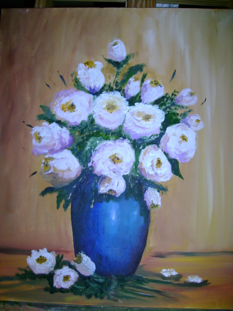 Marilze Abreu  'Vaso De Rosas', created in 2006, Original Painting Oil.