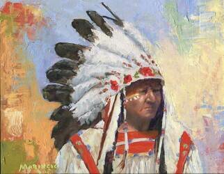 Donny Marincic: 'Chief of the Shoshoni', 2022 Oil Painting, Western. natives, indian, tribes, rendezvous, ...
