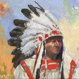 Donny Marincic: 'Chief of the Shoshoni', 2022 Oil Painting, Western. Artist Description: natives, indian, tribes, rendezvous, ...