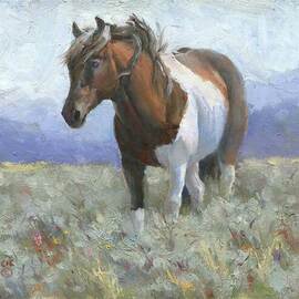 Donny Marincic: 'Wyoming Wild Paint Horse', 2022 Oil Painting, Western. Artist Description: Quick 30 minute oil painting doesn t give you time to over do the work.  I do the background after I do the subject This a painting of a wild horse I took north of Rock Springs Wyoming...