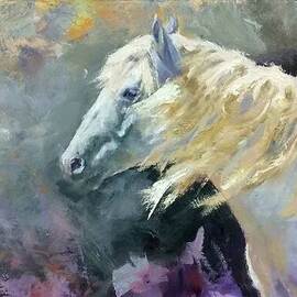 Donny Marincic: 'wild mare', 2022 Oil Painting, Western. Artist Description: Wild Mare on the Wyoming Red Desert...