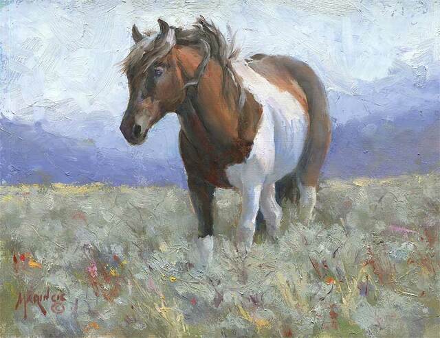 Artist Donny Marincic. 'Wyoming Wild Paint Horse' Artwork Image, Created in 2022, Original Printmaking Other. #art #artist