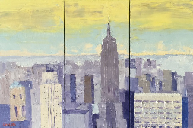 Artist Marino Chanlatte. 'New York Skyline 2' Artwork Image, Created in 2015, Original Pastel Oil. #art #artist