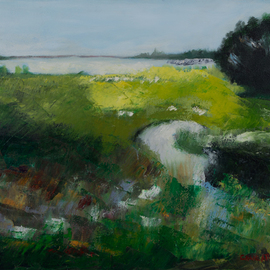 Marino Chanlatte: 'lagoon and marsh', 2008 Oil Painting, Landscape. Artist Description: Landscape inspired in marsh and lagoons. Nature has been my inspiration since I started painting. Some times the ocean, the sky, the beach, lakes, forest, and mountains. lagoon, marsh, landscape, lake, sky, ...