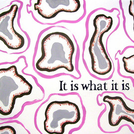 Marisa Torres: 'it is what it is', 2008 Gouache Drawing, Abstract. Artist Description: My paintings on paper from 2008 and 2009 draw influence from advertising, abstraction, minimalism and graphic design, as well from ideas by people I know and interact with, and the books I read.I have always been fascinated by the allure of advertising: by the slick, colorful and ...