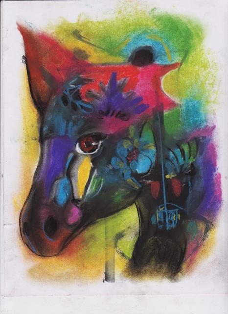 Artist Mario Ortiz Martinez. 'Chagallian Horse' Artwork Image, Created in 2019, Original Collage. #art #artist