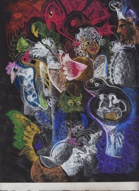 Mario Ortiz Martinez: 'collage in the mood', 2019 Pastel, Abstract Figurative. STUDY ON COLORED PAPER ABOUT FREE, FESTIVE ASSOCIATION WITH ANIMALS, OBJECTS, INDIVIDUALS, SEA AND LANDSCAPES, TRYING TO FIGURE AN IRRATIONAL TALE IN AN OFF TIME SCENE, TEATRAL, CLASSIC, NATURE, MEMORIES, MEDITATION. ...