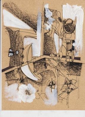 Mario Ortiz Martinez: 'fixing stories on paper 2', 2019 Ink Drawing, Abstract Figurative. STUDY ON COLORED PAPER ABOUT FREE ASSOCIATION WITH ANIMALS, OBJECTS, INDIVIDUALS, SEA AND LANDSCAPES, TRYING TO FIGURE AN IRRATIONAL TALE IN AN OFF TIME SCENE, TEATRAL, CLASSIC, ENGRAVING, MEMORIES, MEDITATION. ...