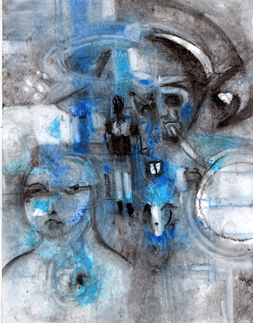 Mario Ortiz Martinez  'Meditation In Blue', created in 2021, Original Collage.