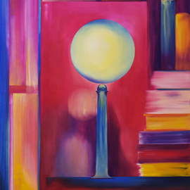 Marina Venediktova: 'light and books', 2020 Oil Painting, Beauty. Artist Description: The paintingLight and Booksis the second of a series of paintings dedicated to Light.We see a world formed by multi- colored rays of the light spectrum, invisible particles of which color the surrounding space with all sorts of shades.Residents of the northern latitudes, to which I ...