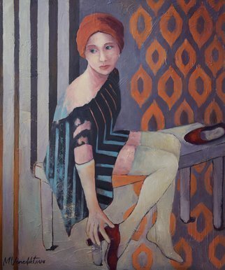 Marina Venediktova: 'stranger in red turban', 2021 Oil Painting, Beauty. 