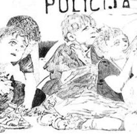 Mark Struzynski: 'Policija', 1992 Mixed Media Photography, Children. Artist Description: Policija is part of a process devoloped by taking photos of drawings made from Photographs. The photos are then projected onto Photo- emulsion  canvass....