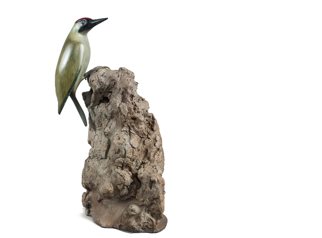 Mark Dedrie  'Green Woodpecker', created in 2018, Original Sculpture Bronze.