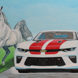 Mark Dodson: 'camaro horsepower', 2018 Acrylic Painting, Automotive. Artist Description: Real Horsepower Muscle...