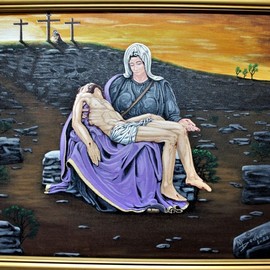 Mark Dodson: 'la pieta scene', 2020 Acrylic Painting, History. Artist Description: The work of Michaelangelo...