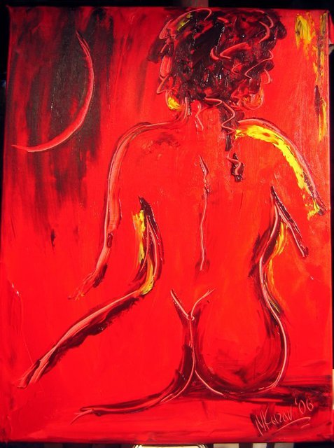 Mark Kazav  'Nude RED', created in 2006, Original Painting Acrylic.