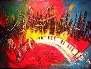 Mark Kazav: 'iPAINT JAZZ  original oil painting MODERN  PAINTING SIGNED BY KAZAV', 2012 Mixed Media, Abstract.  jazz new york music  saxophone ...