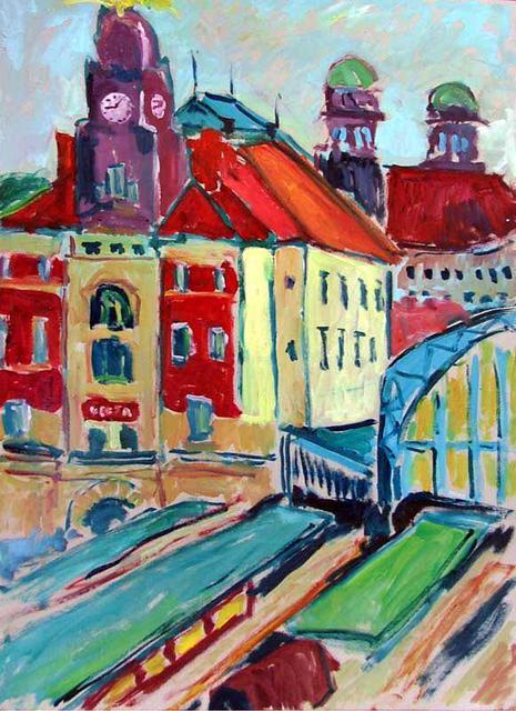 Artist Marko Janicki. 'Main Railway Station 2' Artwork Image, Created in 2004, Original Painting Oil. #art #artist