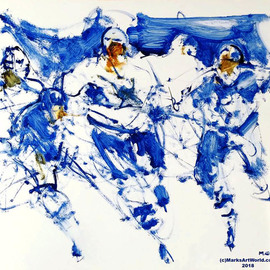 Mark Gray: 'blue hockey by mark gray', 2018 Oil Painting, Sports. Artist Description: Blue Hockey by Mark Gray18x22www. MarksArtWorld. com...