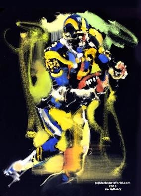 Mark Gray: 'eric dickerson by mark gray', 2018 Oil Painting, Sports. Eric Dickerson - Rams Football by Mark Gray18 x24  - Oil on Canvas www. MarksArtWorld. com...
