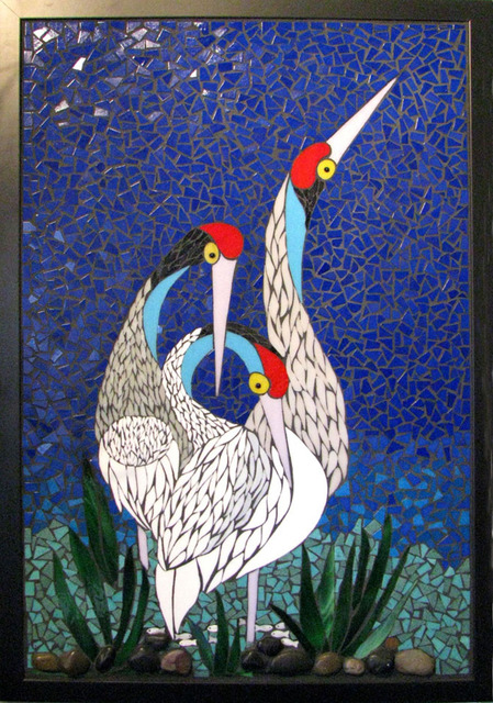 Marlies Wandres  'Cranes', created in 2013, Original Mosaic.