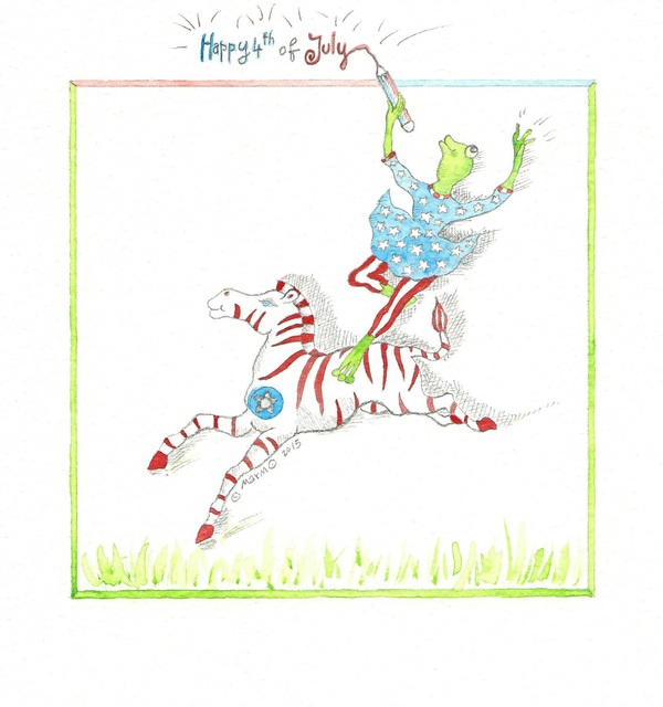 Marina Montanaro  'Happy 4th Of July 2015', created in 2015, Original Watercolor.