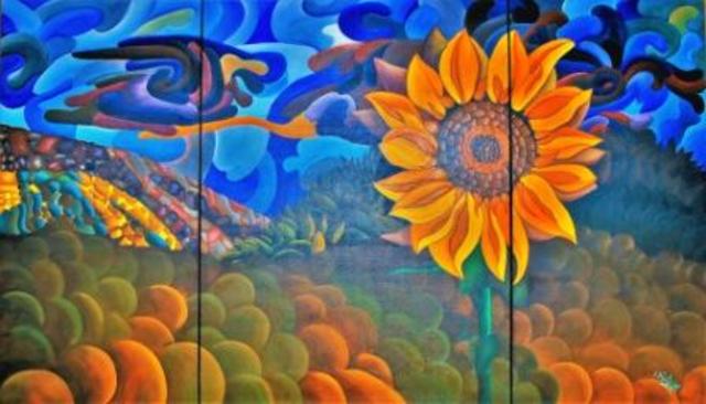 Michael Arnold  'Big Sunflower', created in 2012, Original Painting Acrylic.
