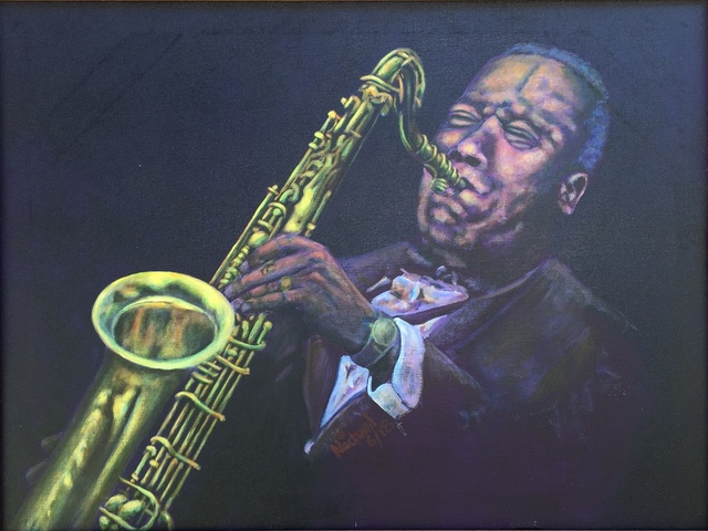 Michael Arnold  'Jazz Saxophone Player', created in 2018, Original Painting Acrylic.