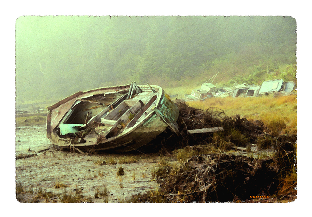 Mario Tello  'Boat Wreck', created in 2016, Original Painting Oil.