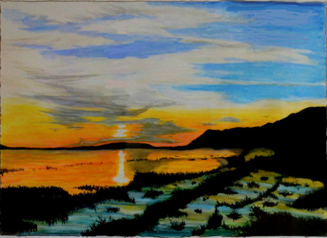 Mario Tello  'Chapala Lake Sunset', created in 2016, Original Painting Oil.