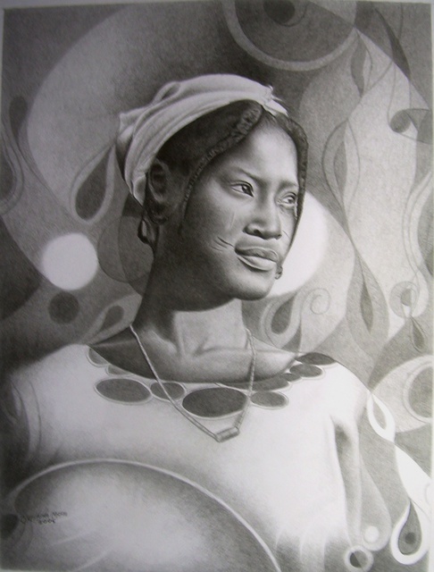 Artist Moses Marquis Okpeyowa. 'Aisha Fulani Girl' Artwork Image, Created in 2007, Original Painting Oil. #art #artist