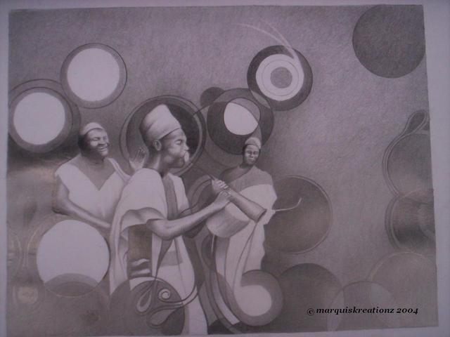 Artist Moses Marquis Okpeyowa. 'Northern Minstrels' Artwork Image, Created in 2006, Original Painting Oil. #art #artist