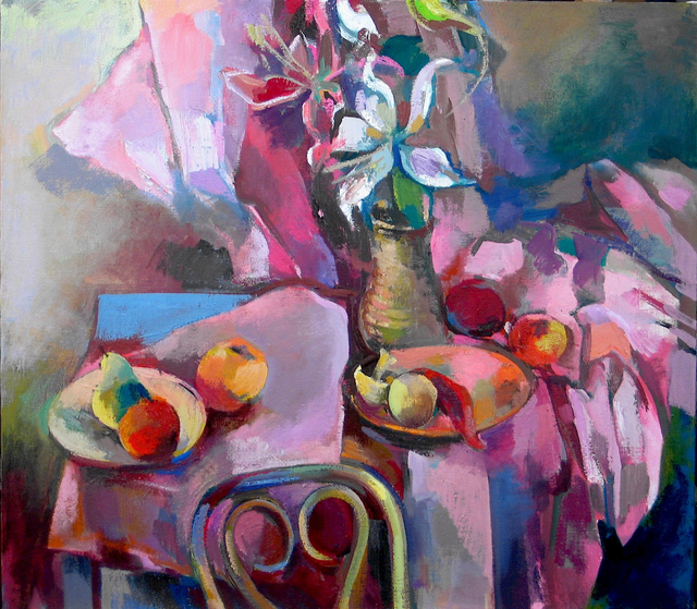 Artist Martha Hayden. 'Pink Table' Artwork Image, Created in 2008, Original Painting Acrylic. #art #artist