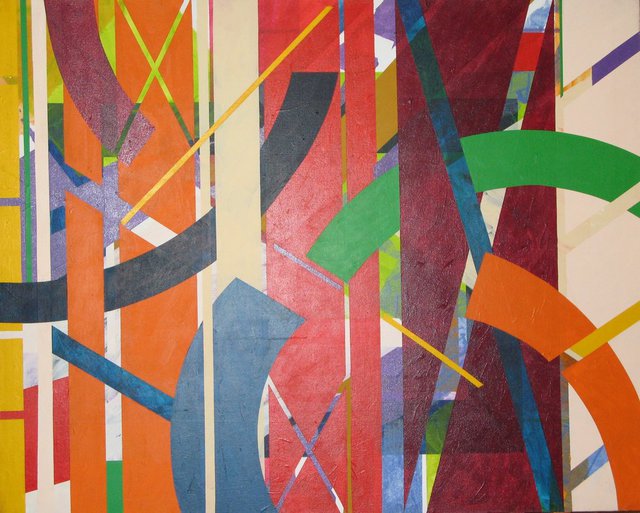 Marty Kalb  'Geometric Dance  1', created in 1981, Original Painting Oil.