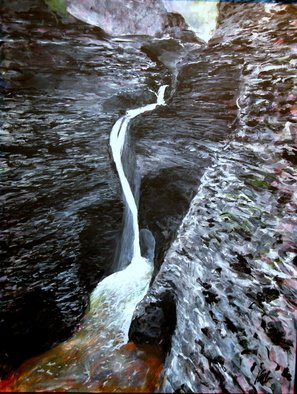 Marty Kalb: 'Watkins Glen NY Falls in a Dark Place', 2007 Acrylic Painting, Landscape.   One of several paintings of Watkins Glen, s remarkable canyon ...