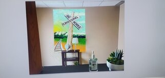 Martin Montez: 'rail works', 2022 Mixed Media, Popular Culture. For a Railroad maintenance company. This works their new office in Lee s summit, Missouri.I made the frame, stretches the canvas and painted with acrylic, oil and enamel. Heavy media application. ...
