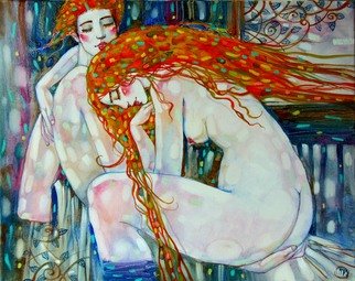 Marina Rozuvanova: 'redheads', 2019 Oil Painting, Love. Work- oil painting, canvas on a stretcher, 50x40 cm, unframed. ...