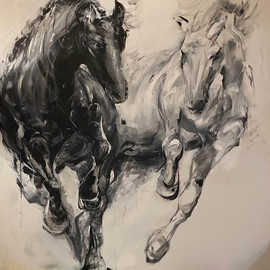 Maryam Moghadam: 'untitled 001', 2020 Acrylic Painting, Horses. Artist Description: Painting, Acrylicon Canvas...