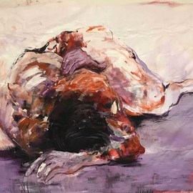 Maryam Moghadam: 'untitled 002', 2018 Acrylic Painting, People. Artist Description: Painting, Acrylicon Canvas...