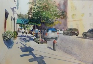 Maryann Burton: 'Off Park', 2016 Watercolor, Cityscape.  This piece is framed 26x32. 25...