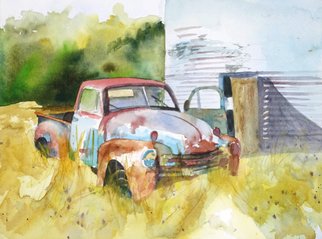 Maryann Burton: 'old chevy pickup', 2017 Watercolor, Automotive. unframed...