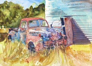 Maryann Burton: 'old chevy pickup on yupo', 2017 Watercolor, Cityscape. Unframed.  Painted on Yupo Paper. ...