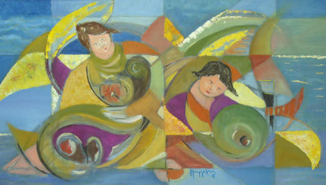 Yorgos Maryelis  'Dansing On The Sea', created in 2008, Original Painting Acrylic.