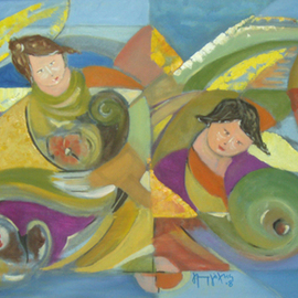 Yorgos Maryelis: 'Dansing on the sea', 2008 Oil Painting, Figurative. 