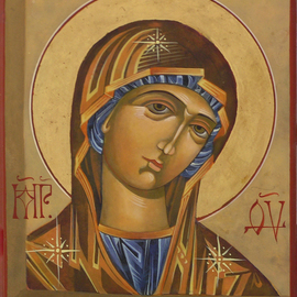 Mary Jane Miller: 'Mary', 2012 Tempera Painting, Christian. Artist Description:    egg tempera, christian, religious, icons, iconography, spiritual, virgin Mary, Mary , Mother of God   ...