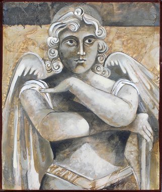Mary Jane Miller: 'guardian', 2012 Tempera Painting, Christian.          egg tempera, christian, angels religious, icons, iconography, spiritual, virgin Mary, Mary , Mother, women of God, women, feminin         ...