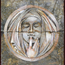 Mary Jane Miller: 'stone silence', 2012 Tempera Painting, Christian. Artist Description:      egg tempera, christian, religious, icons, iconography, spiritual, virgin Mary, Mary , Mother of God     ...