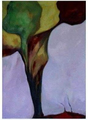 Michal Ashkenasi: 'Ilusory', 1991 Oil Painting, Fantasy. An Abstract with an Optical enigma! Is it a kind of tree with a lilac background or is it a lilac gorge with a colourful tree in the background? Whatever you choose, it' s right! !...