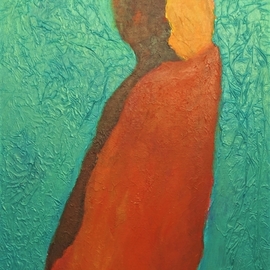 Michal Ashkenasi: 'woman', 2019 Acrylic Painting, Beauty. Artist Description: A figure of a woman which holds serenity , beauty and love . She is the Mother figure and the colors enrich this impression . ...